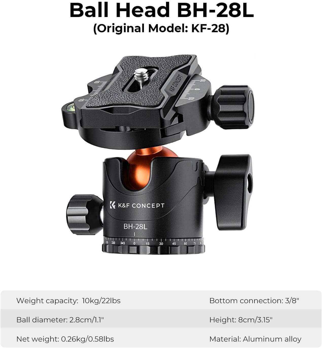 K&F Aluminum 4 Section KF09119 Tripod Load Capacity 10kg T254A7 and BH 28L - الصورة 2