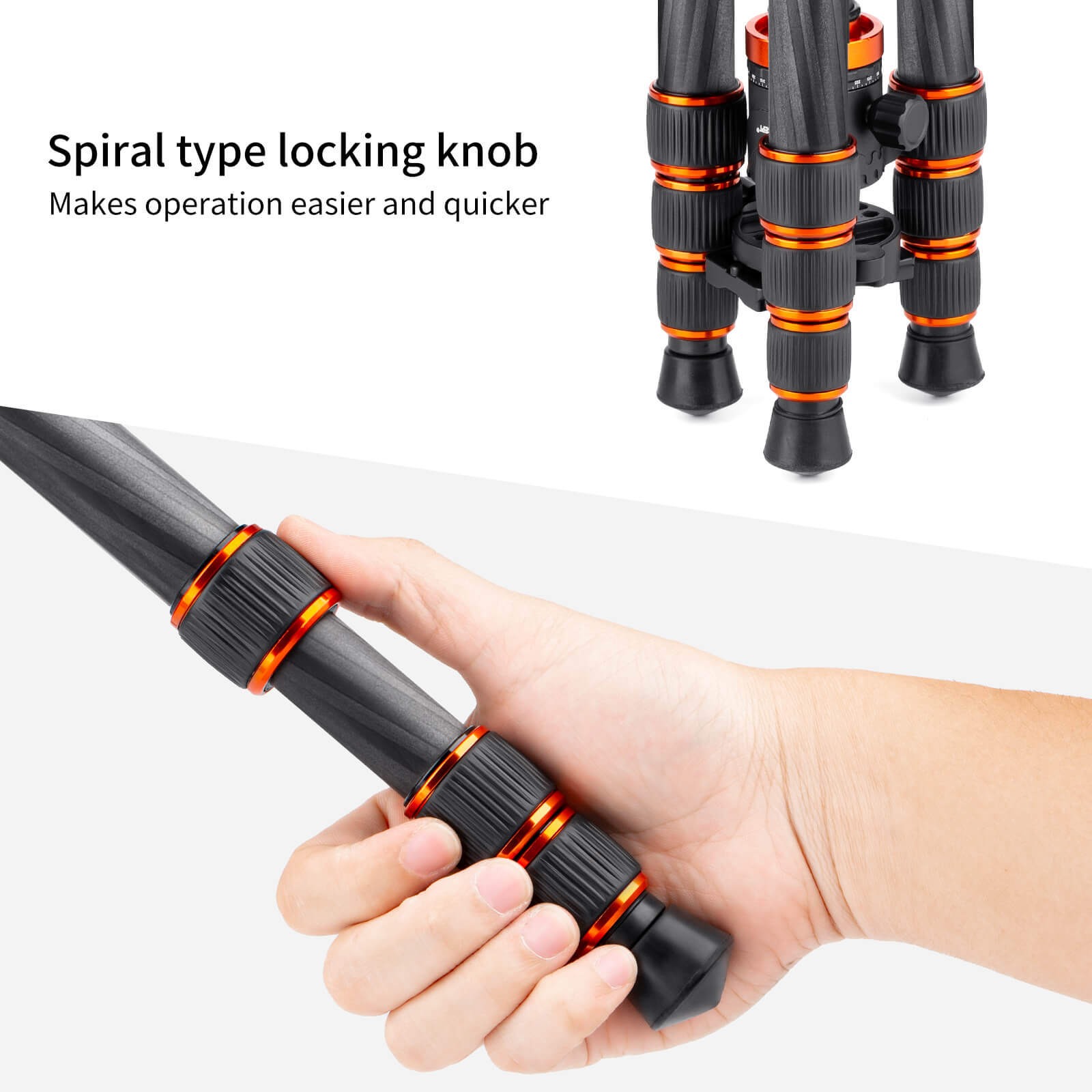 K&F Aluminum 4 Section KF09090V1 Tripod Load Capacity 10kg T254A4 and BH 28L - الصورة 4