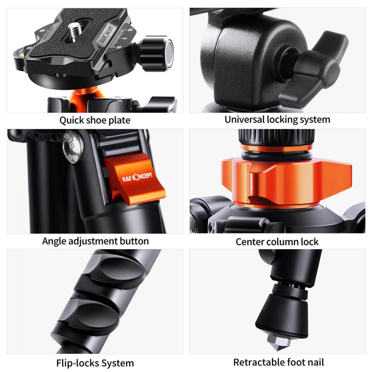K&F Aluminum 4Section KF09087V6 Tripod Load Capacity 10kg O234A7 and BH 28L - Image 4