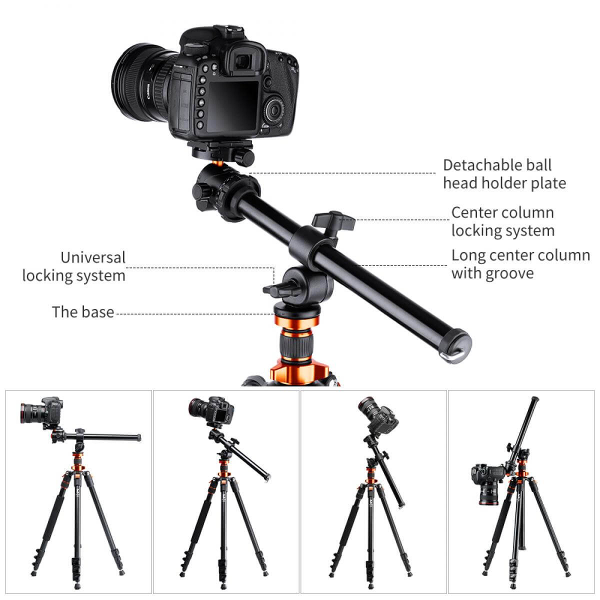 K&F Aluminum 4Section KF09087V6 Tripod Load Capacity 10kg O234A7 and BH 28L - Image 5
