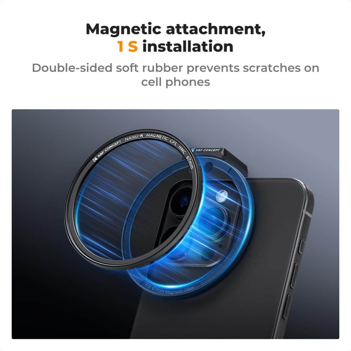 K&F Concept 67mm CPL Magnetic Phone Lens Filter Kit - الصورة 3