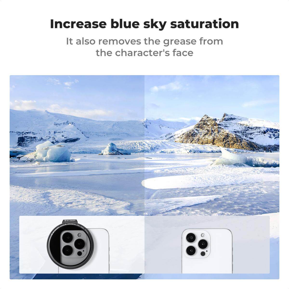 K&F Concept 67mm CPL Magnetic Phone Lens Filter Kit - الصورة 7