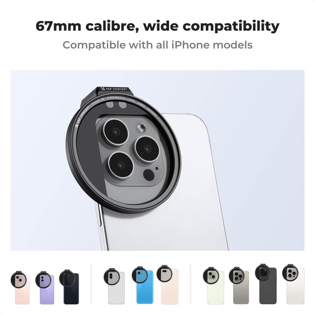 K&F Concept 67mm CPL Magnetic Phone Lens Filter Kit - الصورة 6