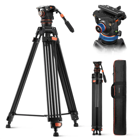 K&F Concept Professional Video Tripod with Fluid Head KF09.148v1