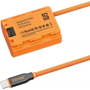 ZGCINE USB-C PD to Sony NP-FZ100 Dummy Battery with Braided Wire 23.6-PD-FZ100
