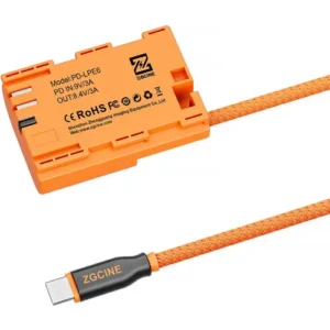 ZGCINE USB-C PD to LP-E6 Dummy Battery with Braided Wire 23.6