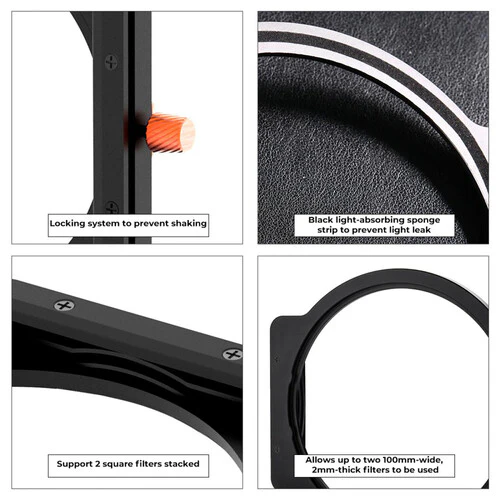 K&F Concept 100 x 100mm ND1000 Square Filter Kit with Holder and 8 Adapter Rings - الصورة 4