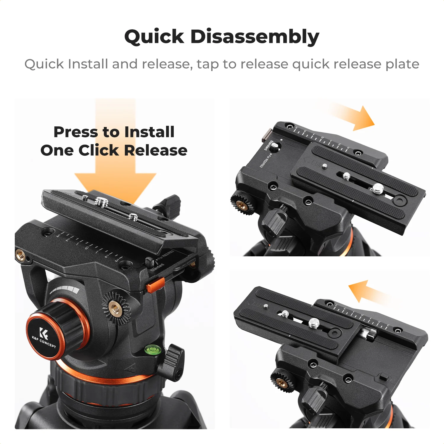 K&F Concept Professional Video Tripod with Fluid Head KF09.148v1 - الصورة 3