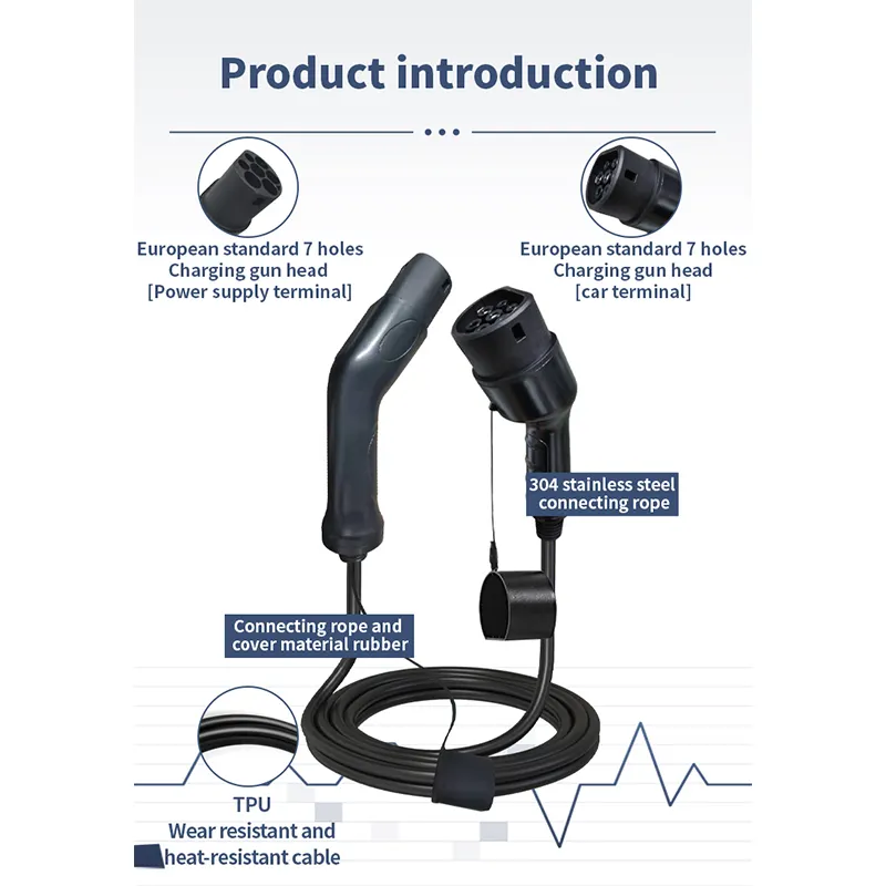 Generic Certificated EV Charger Cable Type 2 -3M Cable 32A 250V Female to Male Plug EV European Standard Plug - الصورة 3