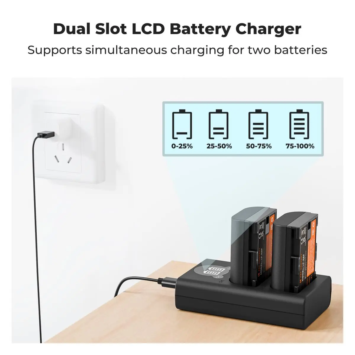 K&F Concept LP-E6P 2-Pack Battery and Dual USB Charger for Canon camera - Image 3