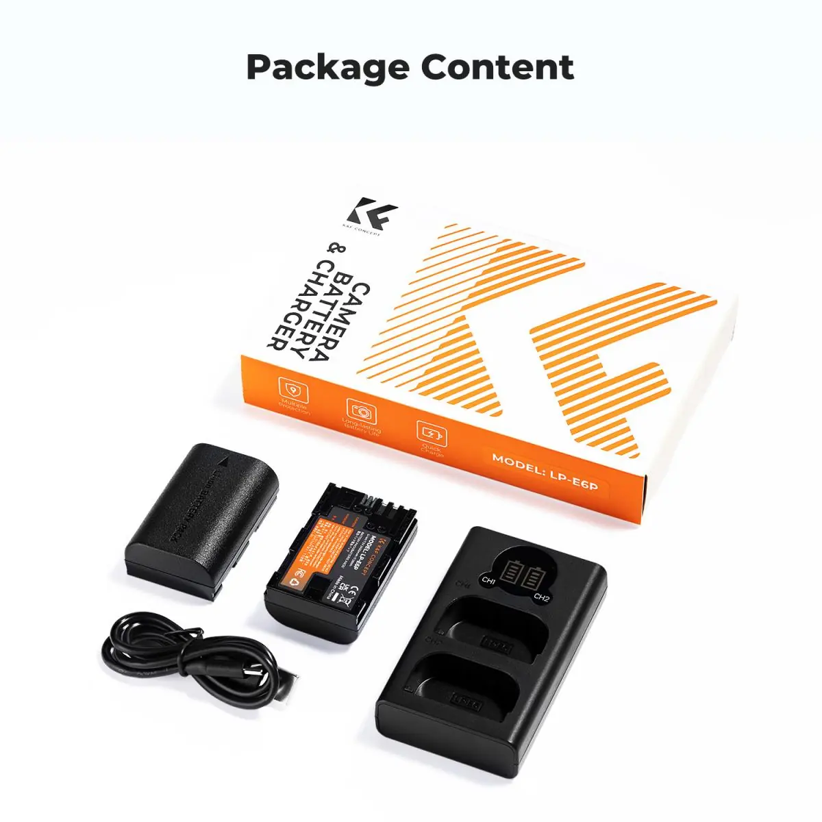 K&F Concept LP-E6P 2-Pack Battery and Dual USB Charger for Canon camera - Image 6