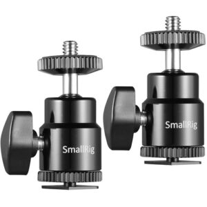 SmallRig Camera Hot Shoe Mount with 1/4-20 Screw Ball Head (2-Pack)
