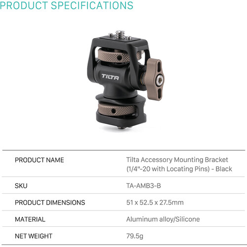 Tilta Accessory Mounting Bracket -Dual 1/4-20 with Locating Pins - الصورة 2