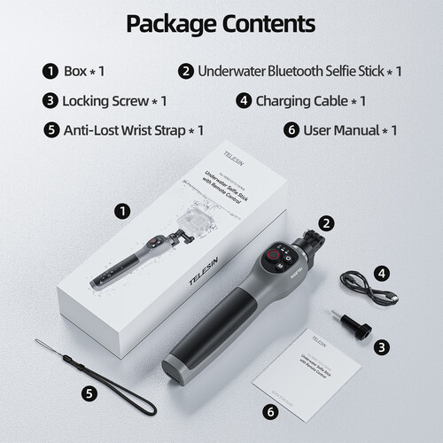 TELESIN Underwater Selfie Stick with Remote Control for HERO13-12-11-10-9-8 - Image 3