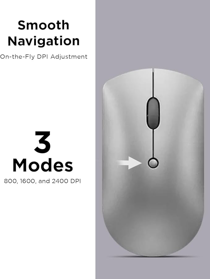 Lenovo 600 Bluetooth Silent Mouse Dual-host Bluetooth 5.0 to switch between 2 devices- Iron Grey - Image 4