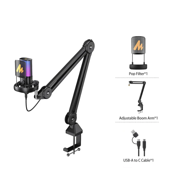 Maono PM450 StreamerWave USB Condenser Microphone Boom ARM Bundle - Black - الصورة 5