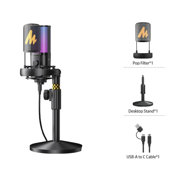 Maono PM450 StreamerWave USB Condenser Microphone Boom ARM Bundle - Black - الصورة 4