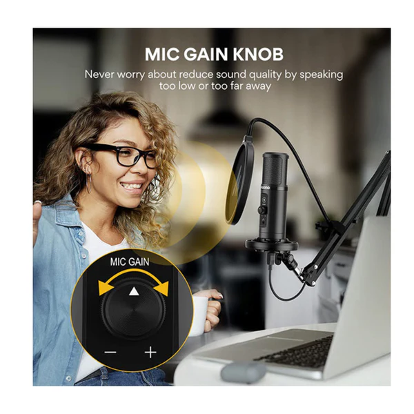 Maono AU-PM422 Monitorable USB Condenser Microphone Set Boom ARM Bundle - Image 5