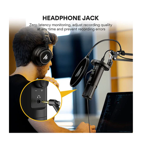 Maono AU-PM422 Monitorable USB Condenser Microphone Set Boom ARM Bundle - Image 3