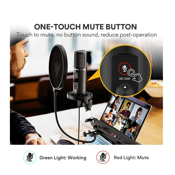 Maono AU-PM422 Monitorable USB Condenser Microphone Set Boom ARM Bundle - Image 2