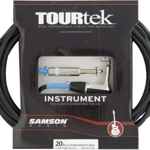 Samson TIL20 20 ft Tourtek Instrument Cable with 1 Right Angle Connector