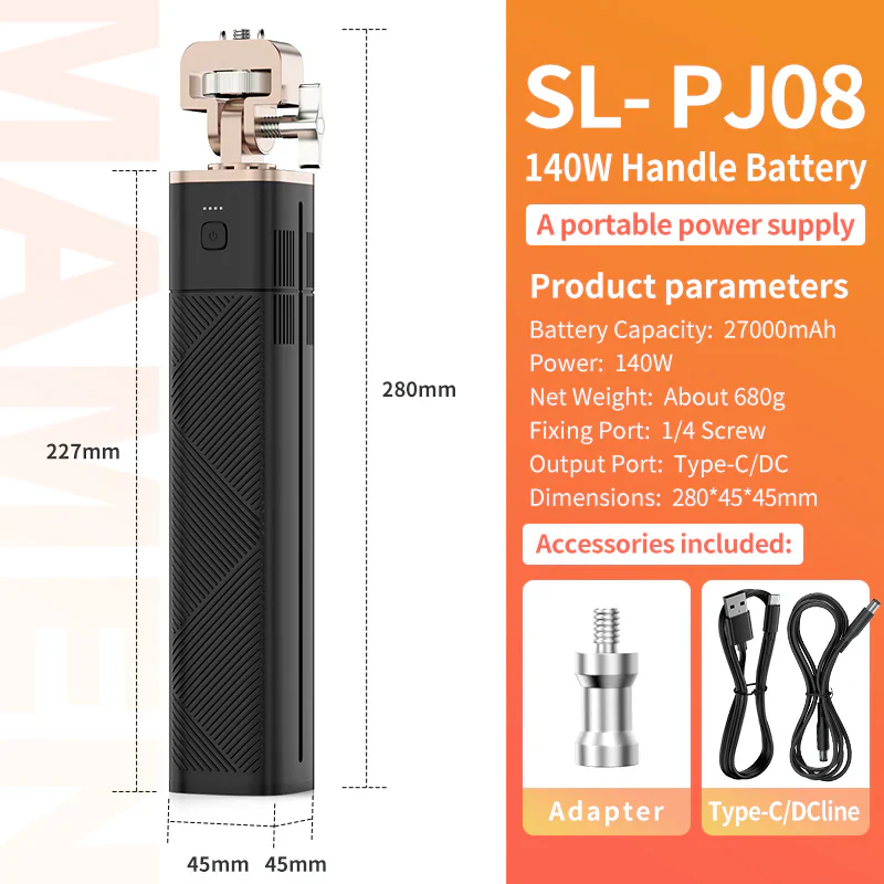 MAMEN 140W Battery Power Indicator Photography Fill Light Grip Handle - الصورة 3