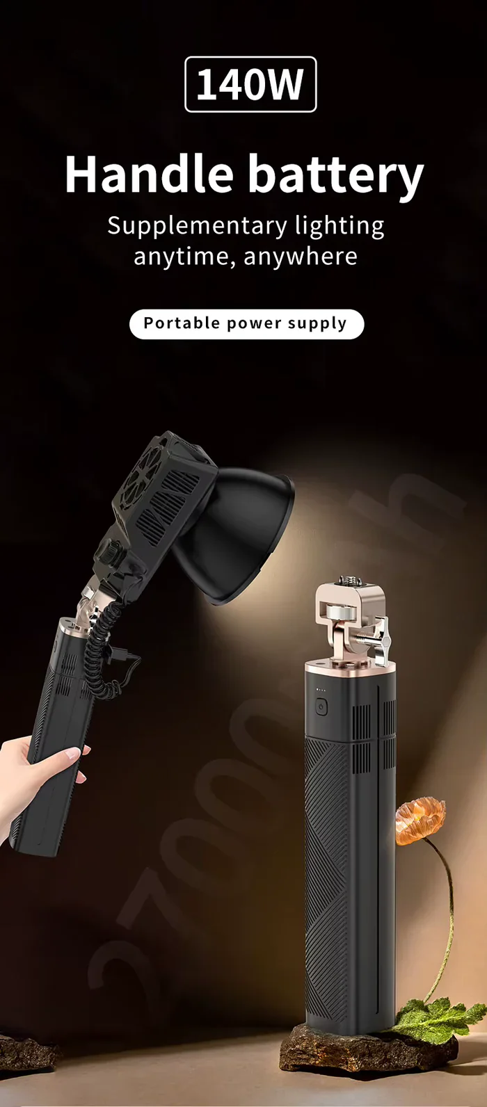 MAMEN 140W Battery Power Indicator Photography Fill Light Grip Handle - الصورة 9
