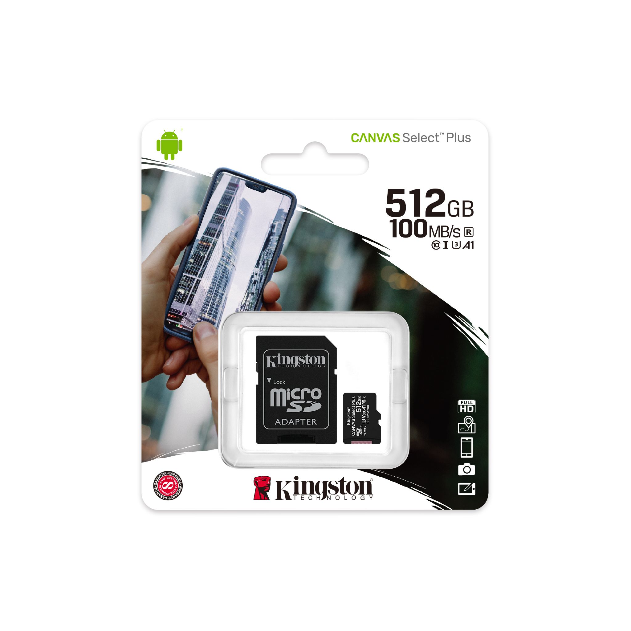 Kingston 512GB MicroSDXC 100MB/s Read A1 Class UHS-I Memory Card - Image 2