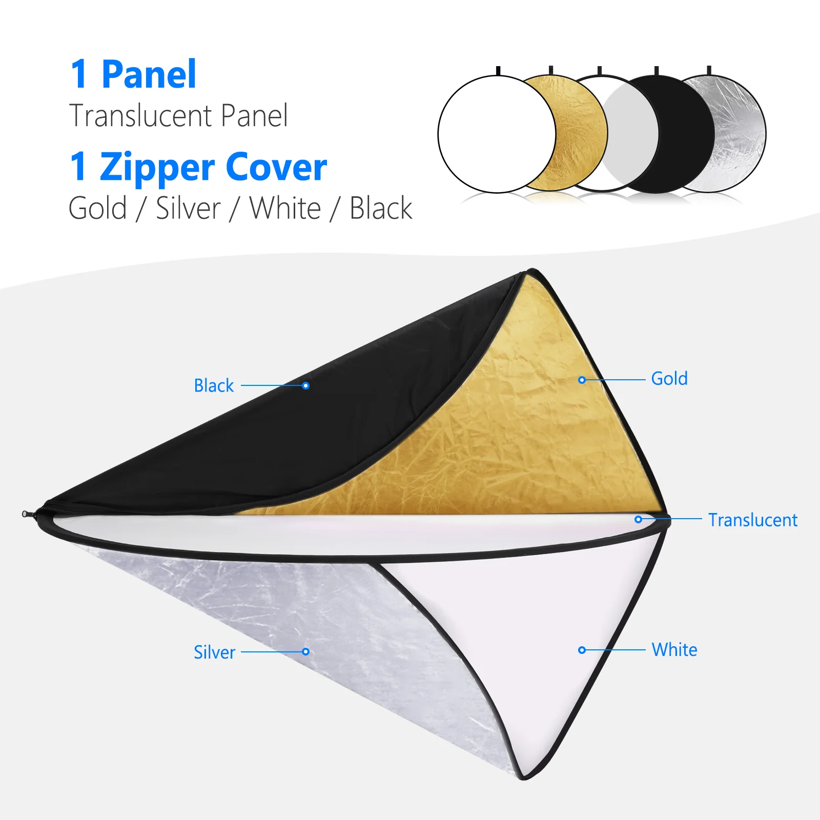 NEEWER 5-in-1 Collapsible Light Reflector 110cm - الصورة 5