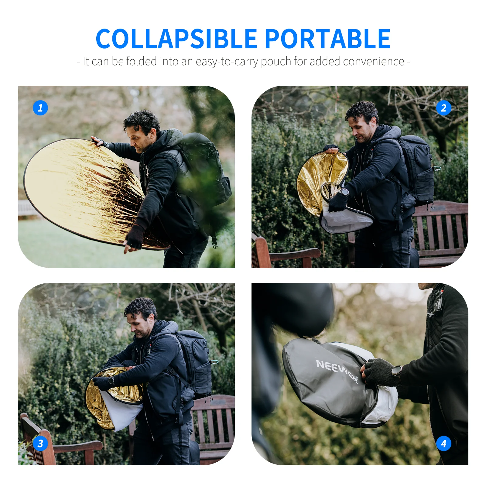 NEEWER 5-in-1 Collapsible Light Reflector 110cm - الصورة 10