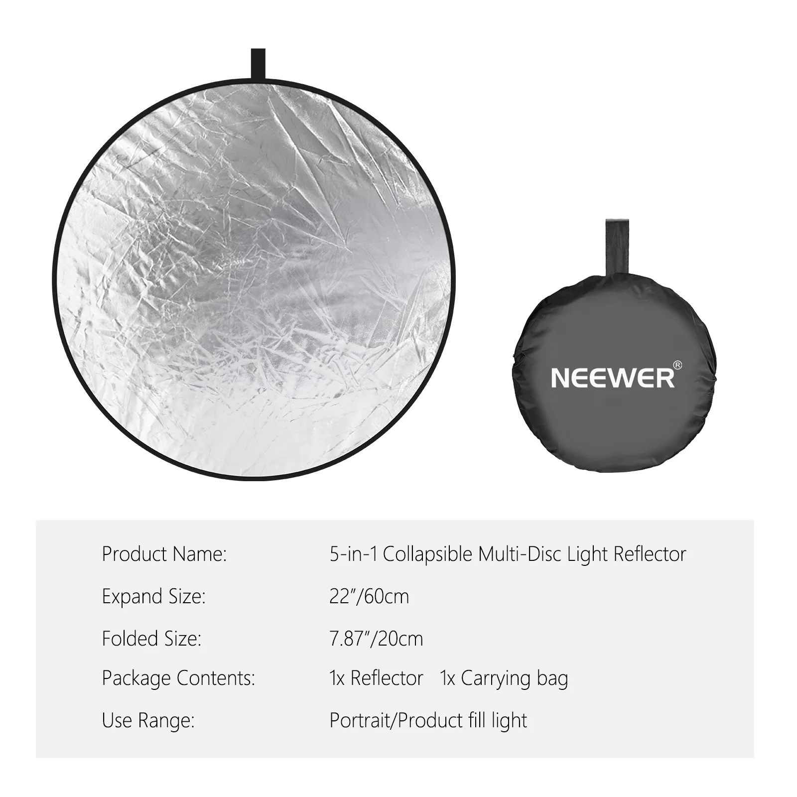 NEEWER 5-in-1 Collapsible Light Reflector 110cm - الصورة 4
