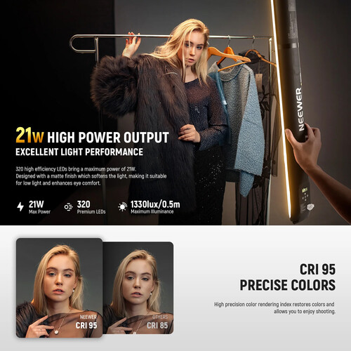 NEEWER BASICS GC21B 21W Bi-Color Magnetic Handheld Fill Light Stick - Image 2