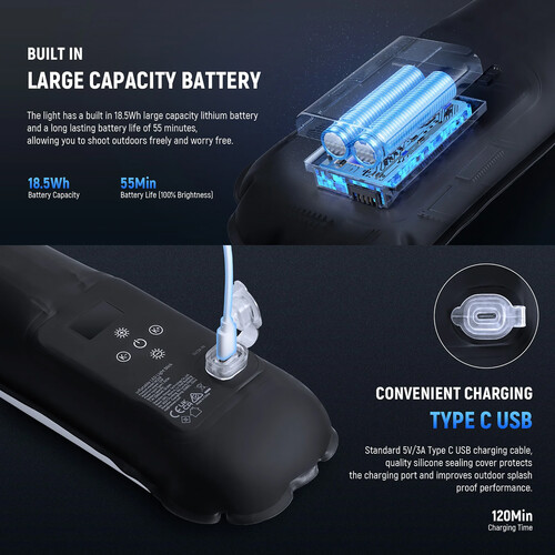 NEEWER BASICS GC21B 21W Bi-Color Magnetic Handheld Fill Light Stick - Image 4