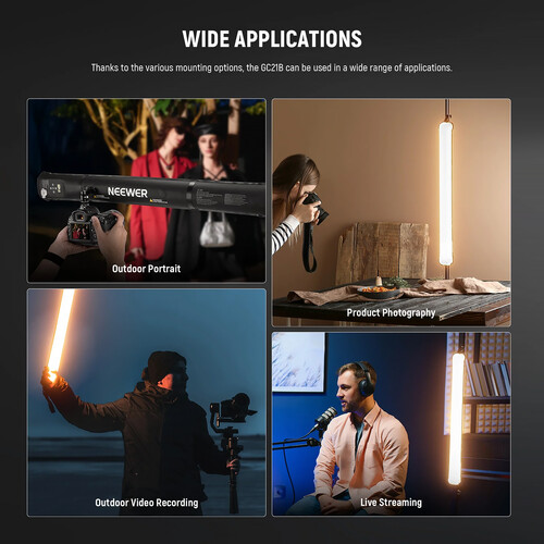 NEEWER BASICS GC21B 21W Bi-Color Magnetic Handheld Fill Light Stick - Image 7