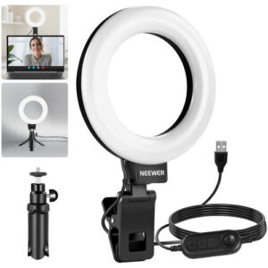 Neewer BASICS BR60 Bi-Color LED Ring Light with Clip and Mini Tripod