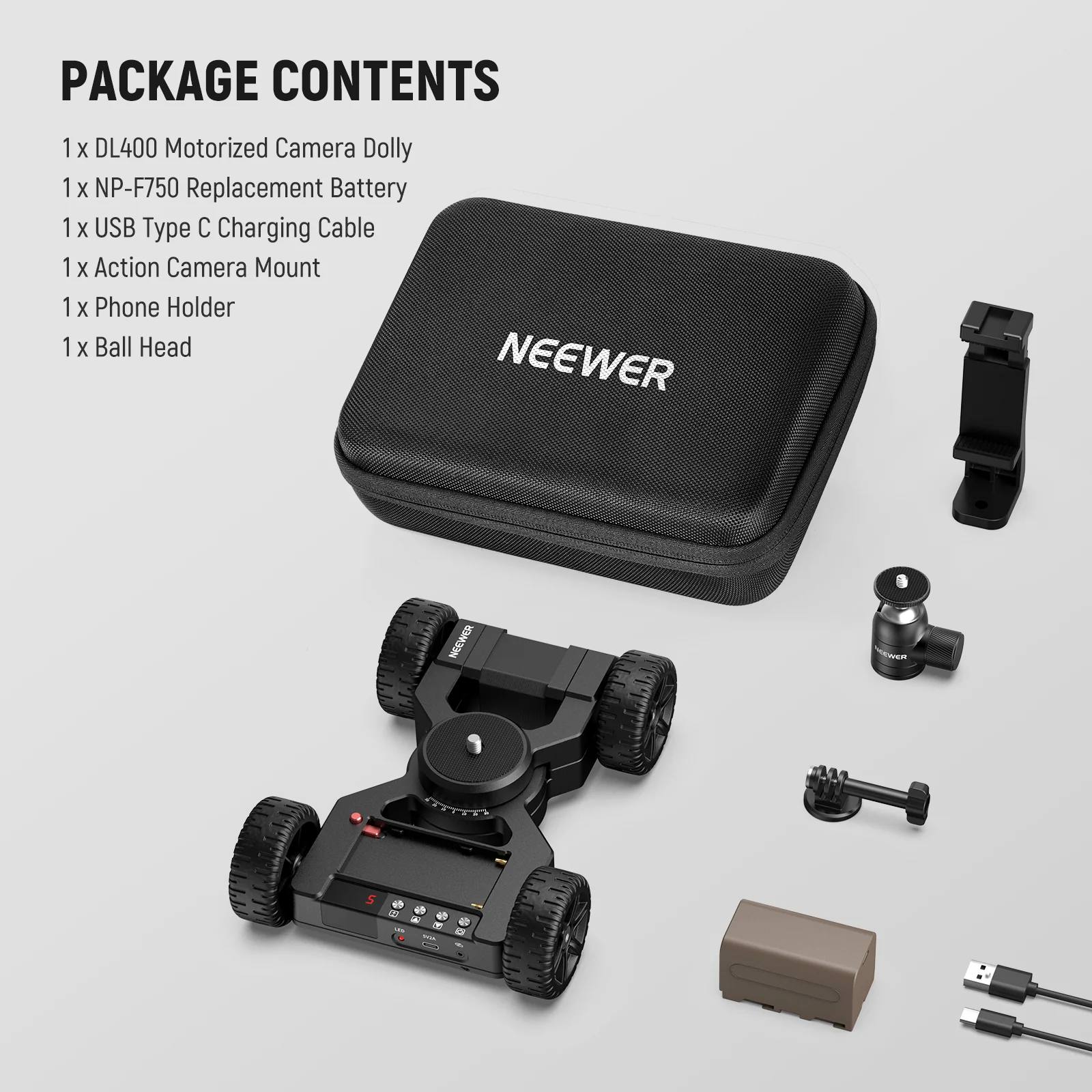 NEEWER DL400 Upgraded Motorized Camera Slider Dolly with App Control - Image 9