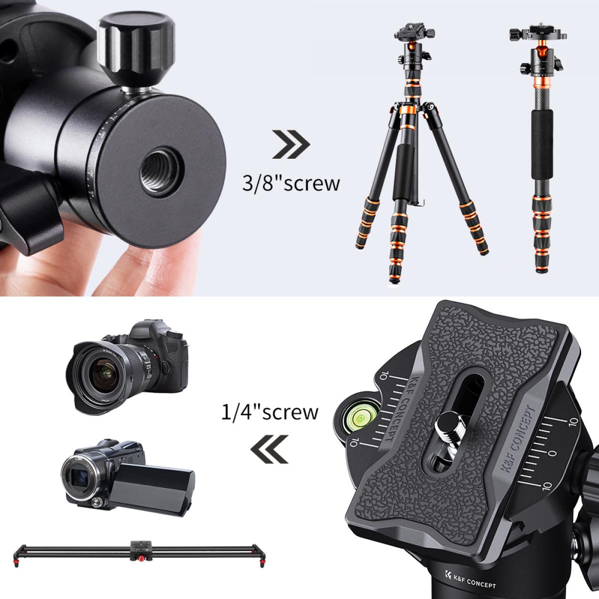 K&F Concept Camera Tripod Ball Head with Quick Release and Spirit Level - Image 7