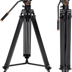 K&F Concept 72 inch Heavy Duty Video Tripod Fluid Head Aluminum