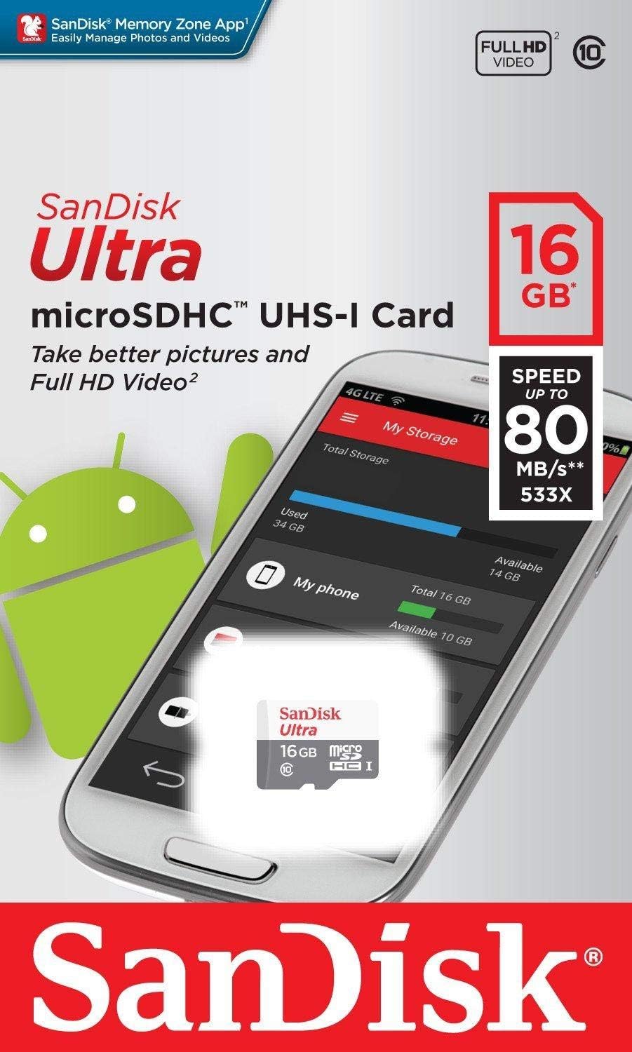 SanDisk Ultra Android microSDHC 16GB 80MB/s Class 10 - Image 4
