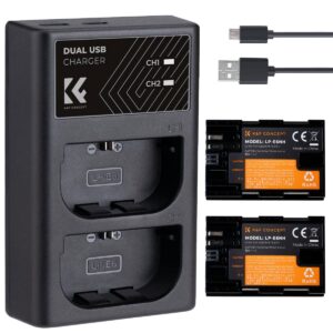 K&F Canon LP-E6NH Battery Kit – 2 Batteries and Dual Charger