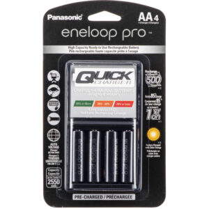 Panasonic eneloop Pro Rechargeable AA Ni-MH Batteries with LED Quick Charger-2550mAh- 4-Pack