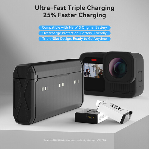 TELESIN Pocket-Size 3-Slot Charger Box for GoPro HERO13 Battery - Image 9