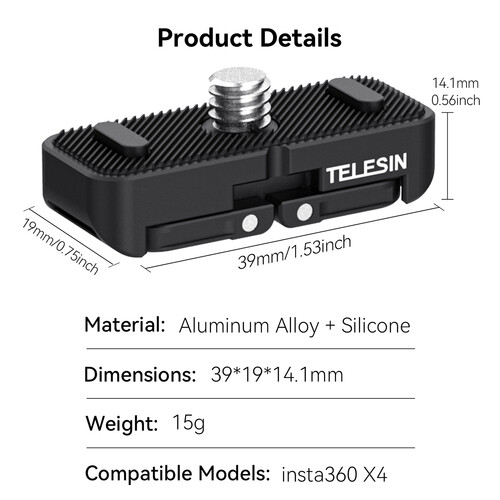 TELESIN Dual Mount Adapter for Insta360 X4 - الصورة 8
