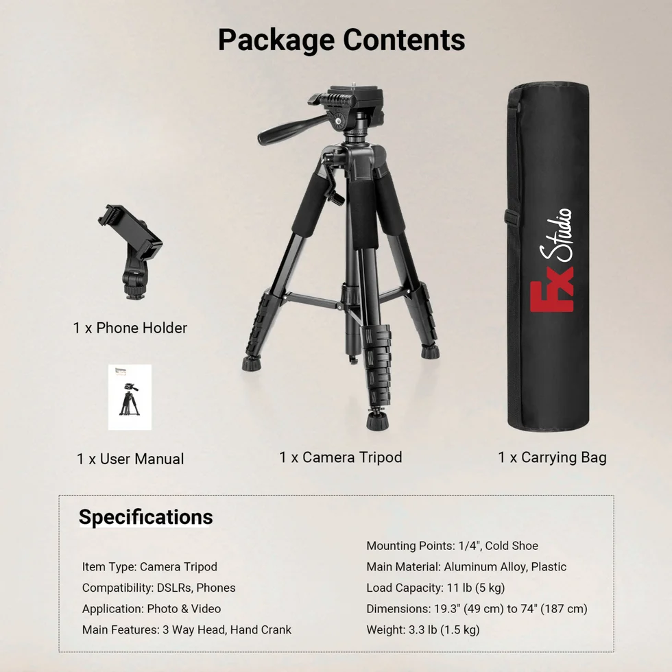 FX Studio T186 Camera Tripod - Image 2