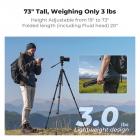 K&F Concept 73 Aluminum Travel Tripod with Fluid Head - الصورة 4