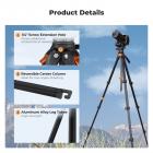 K&F Concept 73 Aluminum Travel Tripod with Fluid Head - الصورة 7