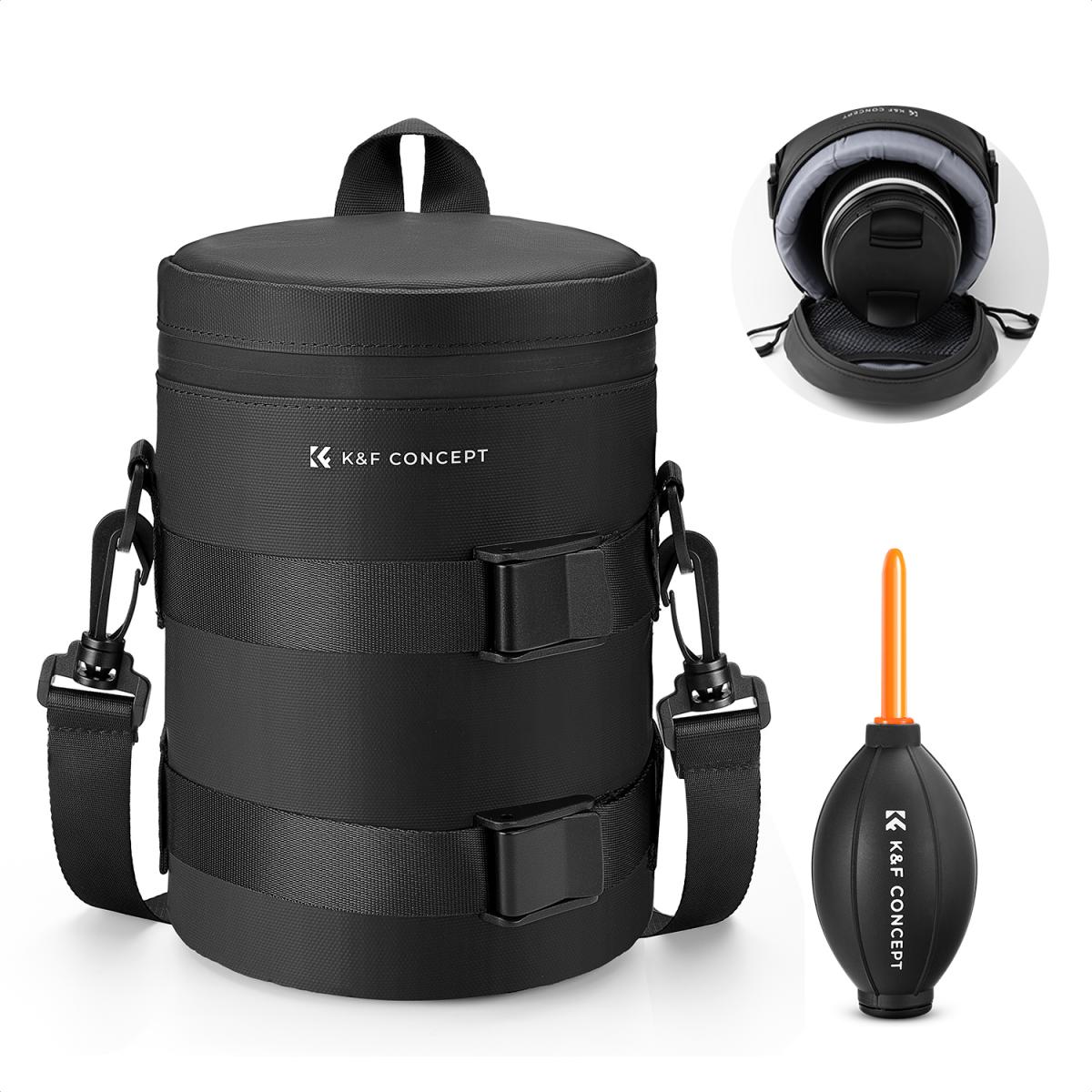 K&F Concept Waterproof Camera Lens Pouch – Shockproof Protective Lens Case with Zipper