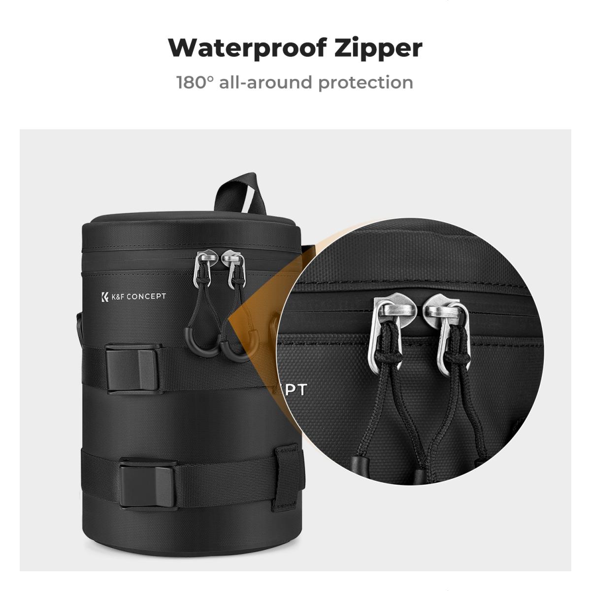 K&F Concept Waterproof Camera Lens Pouch – Shockproof Protective Lens Case with Zipper - Image 3