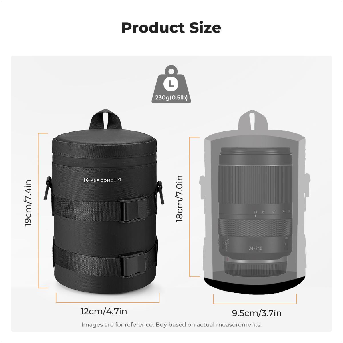 K&F Concept Waterproof Camera Lens Pouch – Shockproof Protective Lens Case with Zipper - Image 4