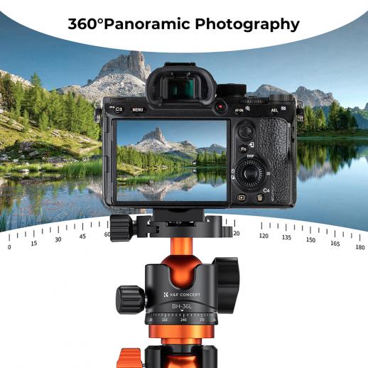 K&F Concept 36mm Metal Ball Head 360° Panoramic Quick Release 16kg Load - Image 5